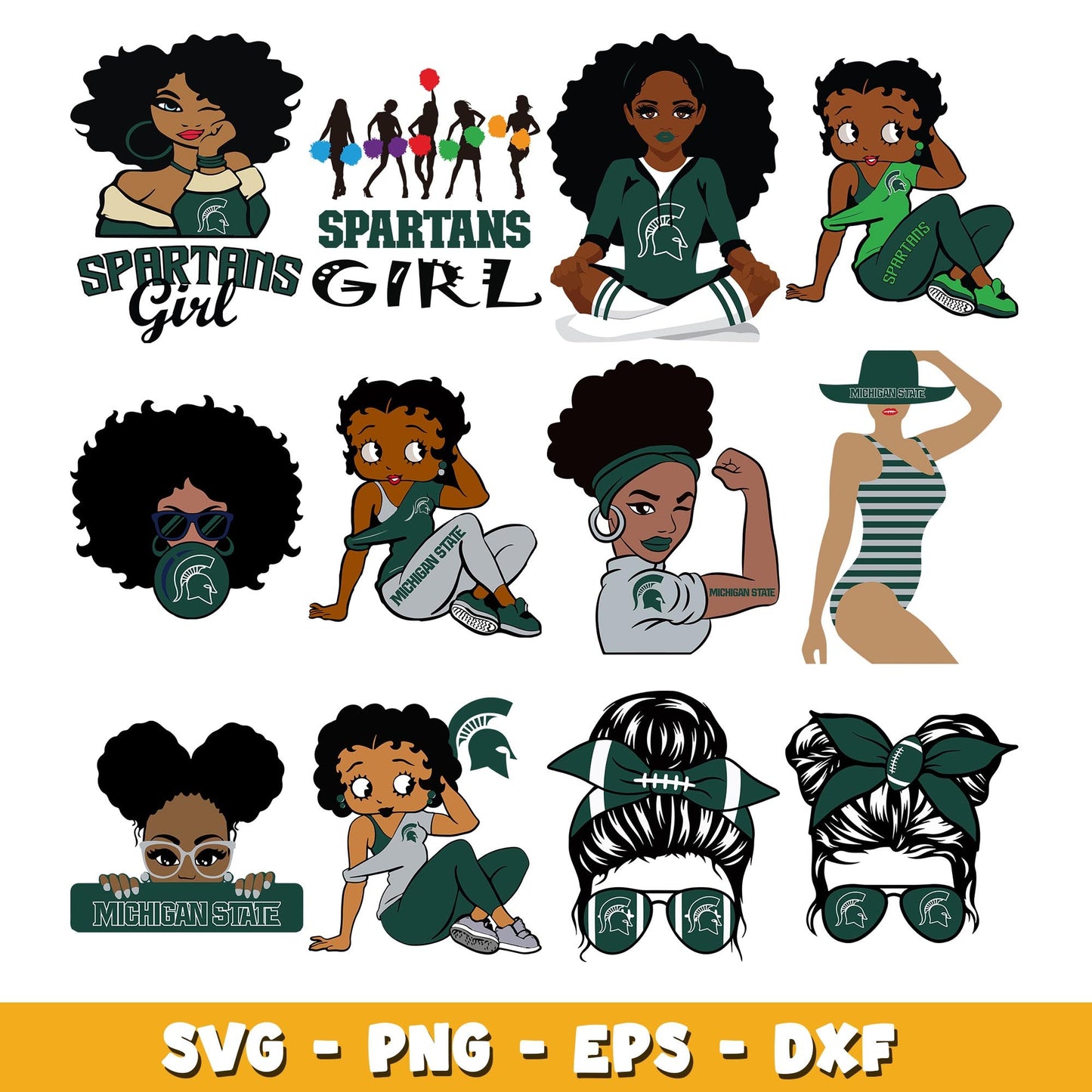 Michigan State Spartans girl Bundle svg, Michigan State Spartans logo svg, ncaa svg