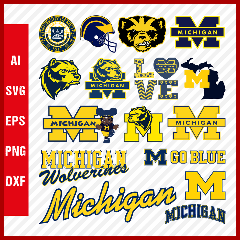 Michigan Wolverines Svg Logo, Michigan Wolverines Png Logo, NCAA Wolverines Clipart Bundle