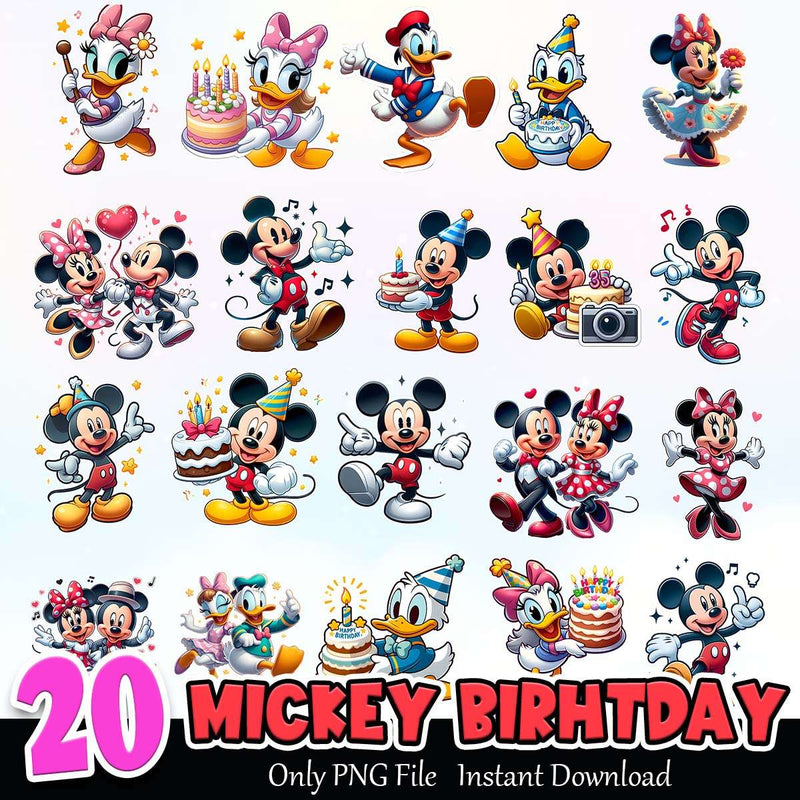 Mickey Birthday Bundle PNG Instant Download