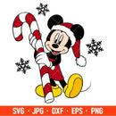 Mickey Christmas Candy Svg, Christmas Svg, Disney Christmas Svg, Santa Claus Svg, Cricut, Silhouette Vector Cut File