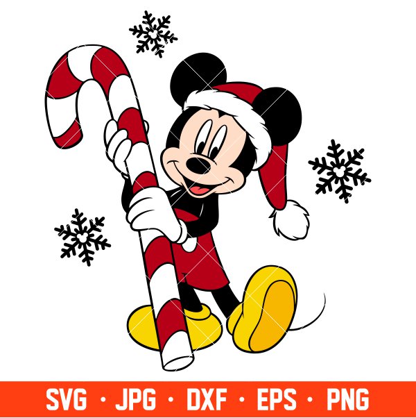 Mickey Christmas Candy Svg, Christmas Svg, Disney Christmas Svg, Santa Claus Svg, Cricut, Silhouette Vector Cut File