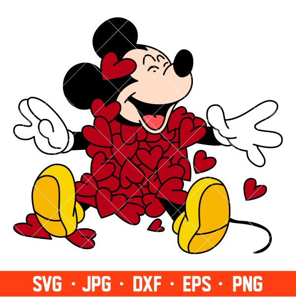 Mickey Heart Svg, Valentine’s Day Svg, Disney Svg, Love Svg, Cricut, Silhouette Vector Cut File