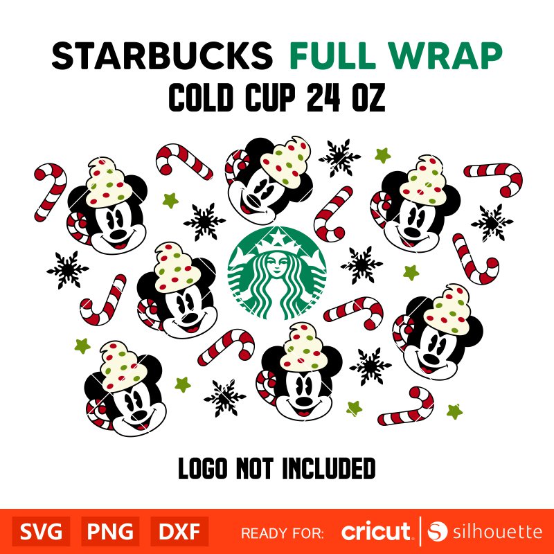 Mickey Hot Cocoa Full Wrap Svg, Christmas Svg, Disney Christmas Svg, Starbucks Cup Svg, Cricut, Silhouette Vector Cut File