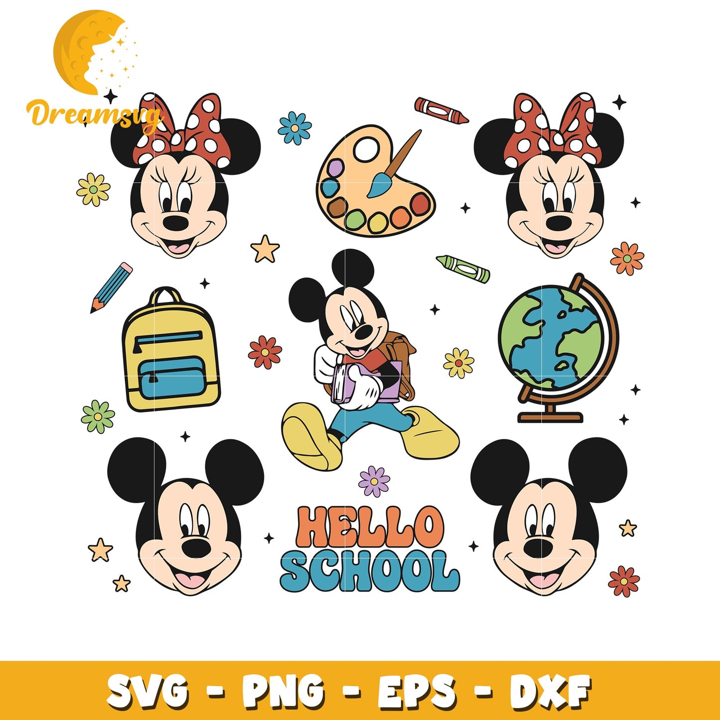 Mickey Mouse Back To School SVG PNG EPS DXF