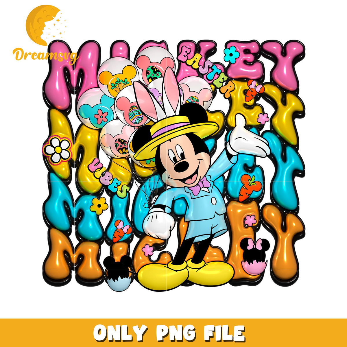 Mickey Mouse Easter PNG File Colorful Design for Kids