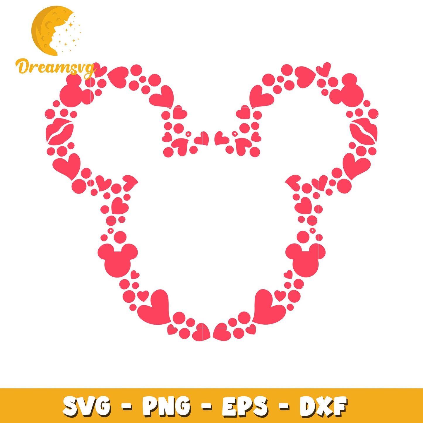 Mickey Mouse Hearts SVG Cut File