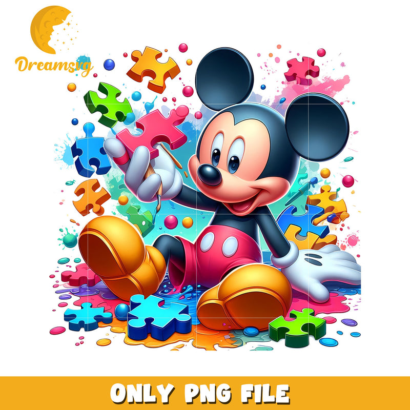 Mickey Mouse Puzzle Fun Colorful PNG Image for Kids