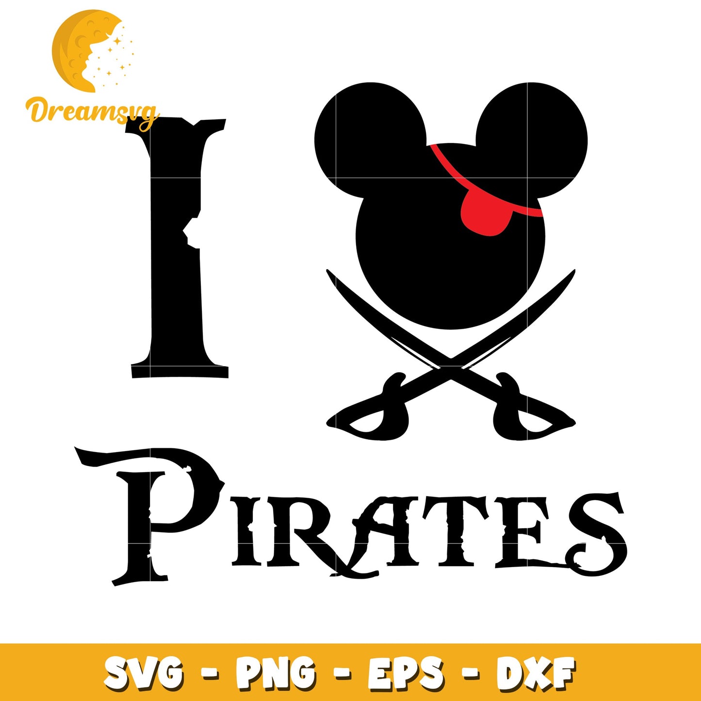 Mickey Pirate SVG PNG EPS DXF Cut File