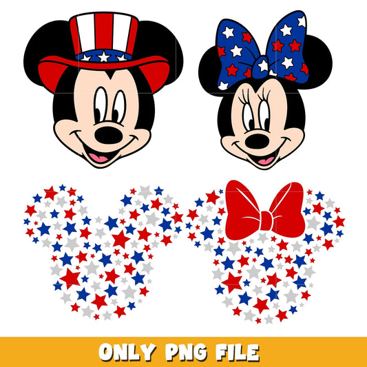 4th of July Mickey Boy Mouse Minnie Girl Mouse bundle png, Disney cartoon png, Digital download