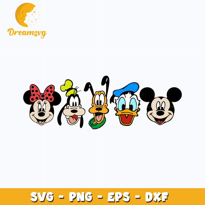 Mickey and friends head design svg