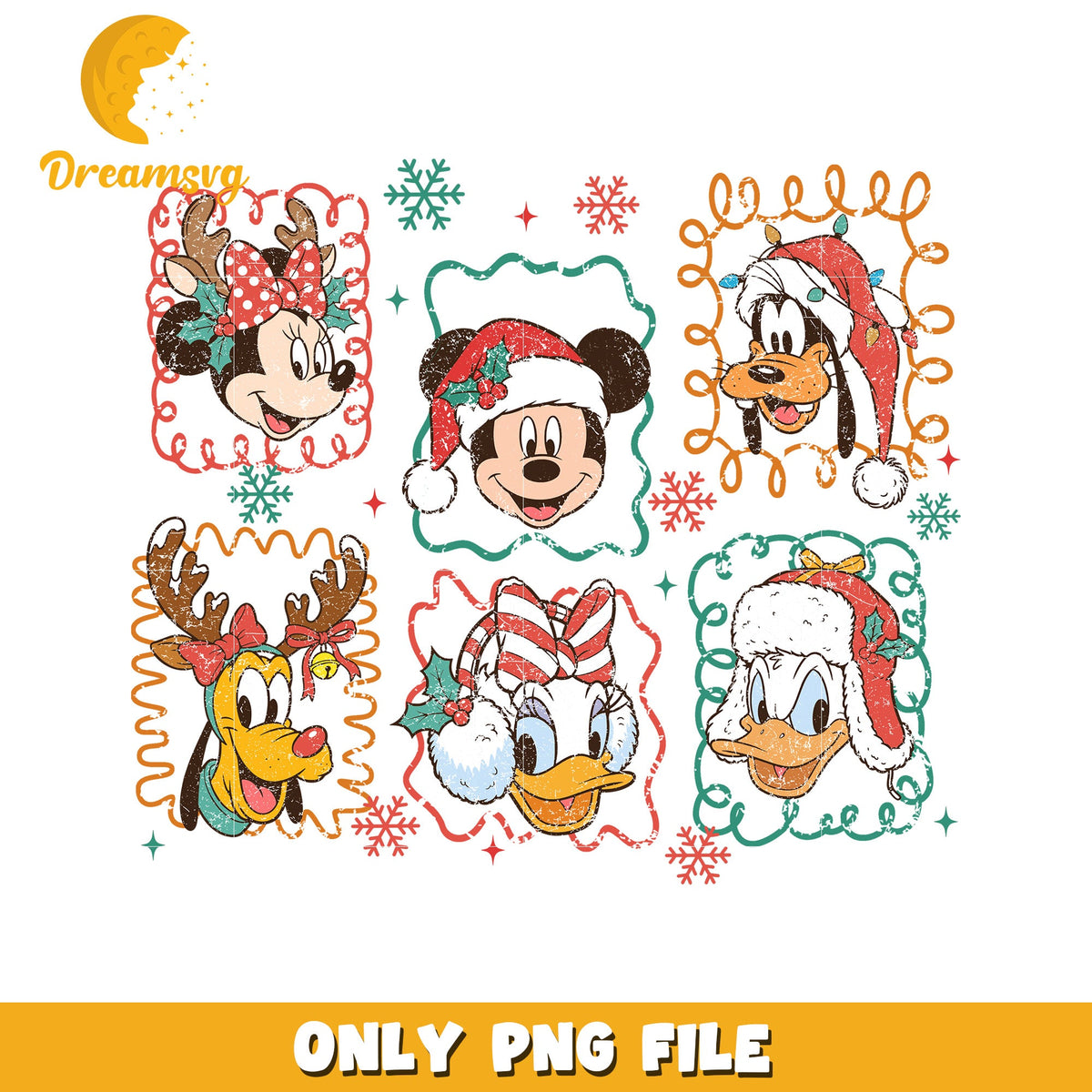 Mickey's friends png, christmas songs png, christmas snow png