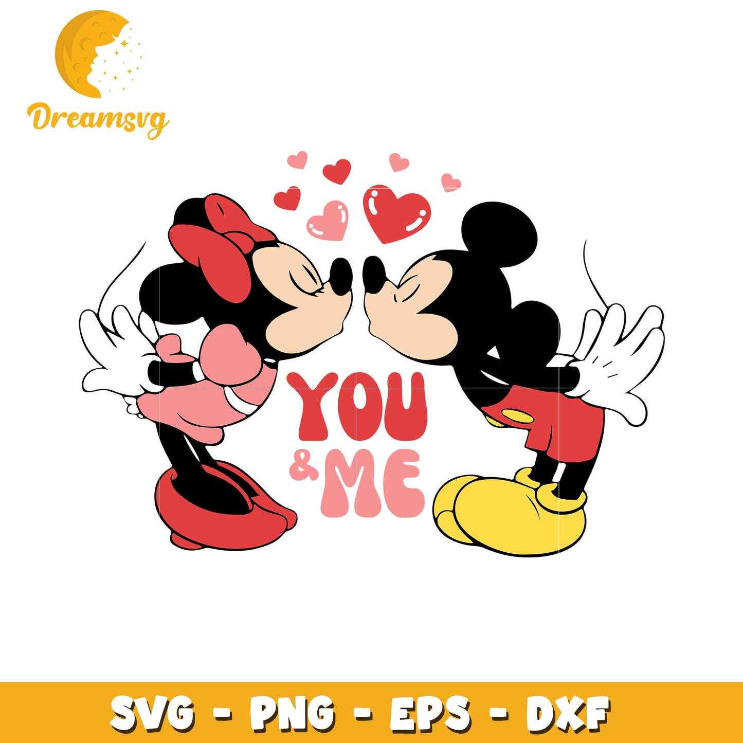 Mickey and Minnie SVG You and Me Kiss Design for Couples Decor