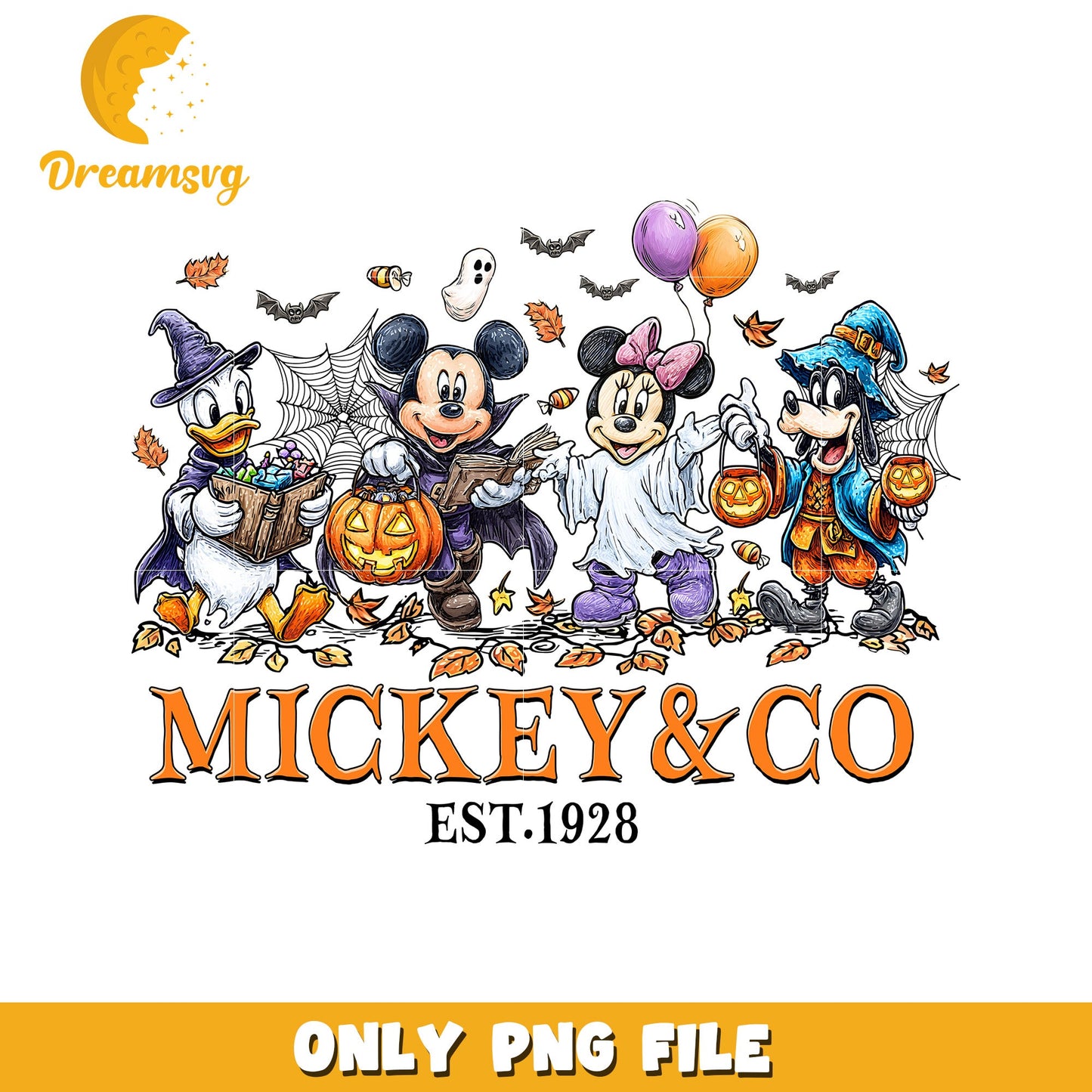 Mickey and co png, halloween toys png, halloween characters png