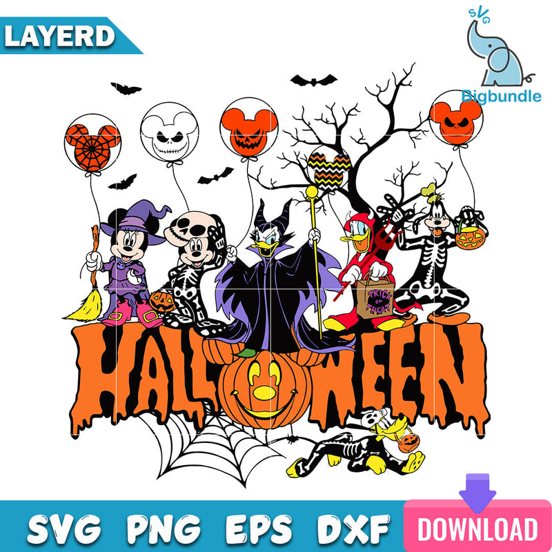 Mickey and friends halloween, halloween png, dxf, svg, eps, Digital downloand.