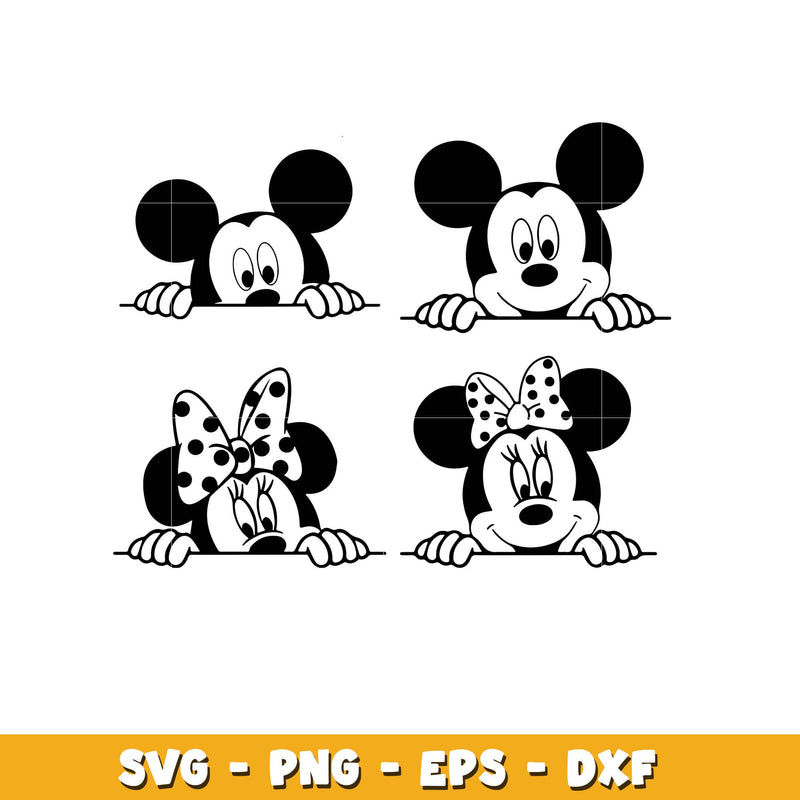 Mickey and Minnie peeking  bundle svg,  Disney cartoon svg, Digital download