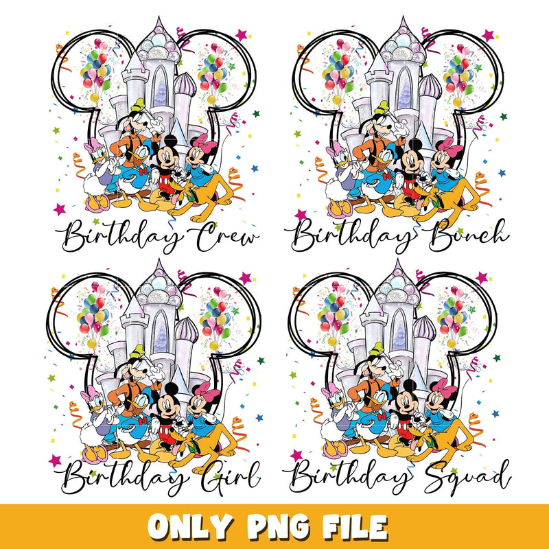 Mickey birthday crew bundle png, Disney cartoon png, Digital download