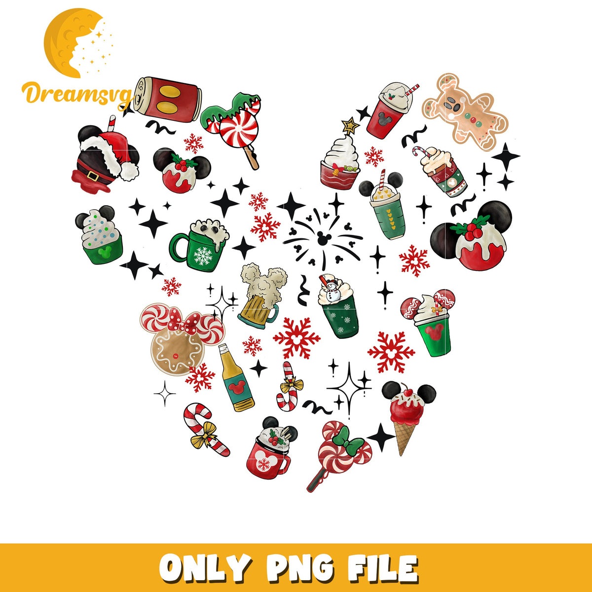 Mickey christmas illustration png, disney spirit png, cozy disney png