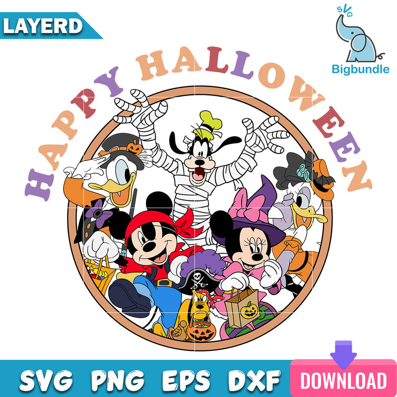 Mickey friends happy halloween, halloween png, svg, eps, dxf, Digital download.