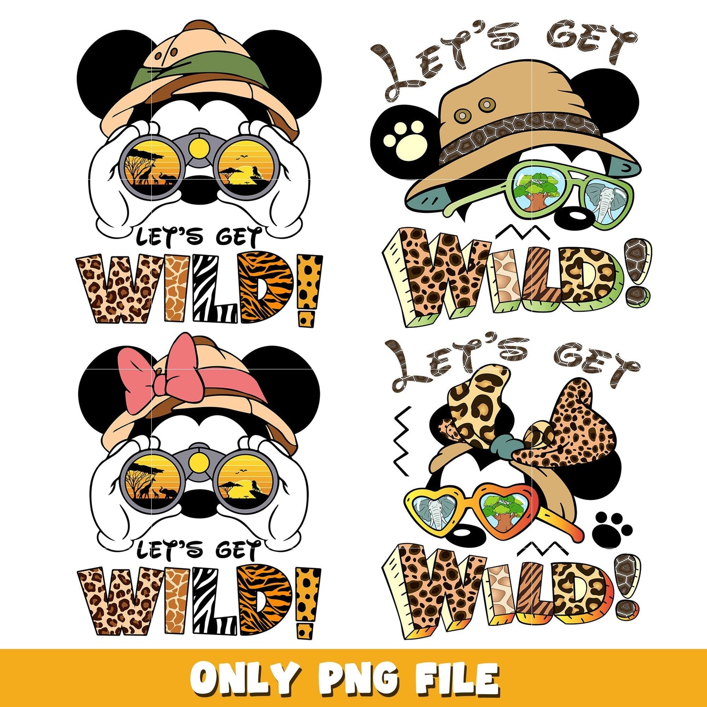 Mickey friends let's get wild bundle png, Disney cartoon png, Digital download