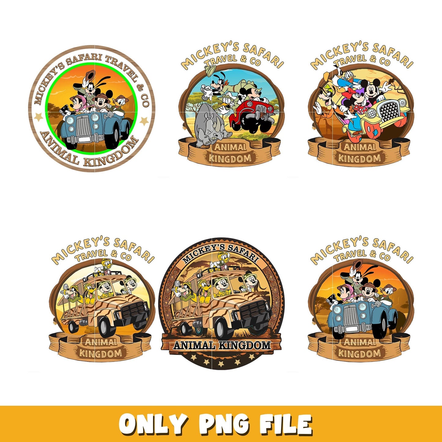 Mickey friends safari embroidery bundle png, Disney cartoon png, Digital download