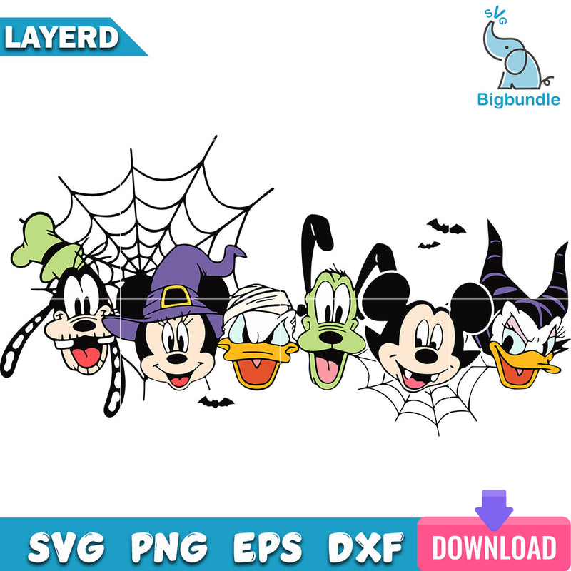 Mickey And Friends Halloween, halloween png, dxf, svg, eps, Instant download.