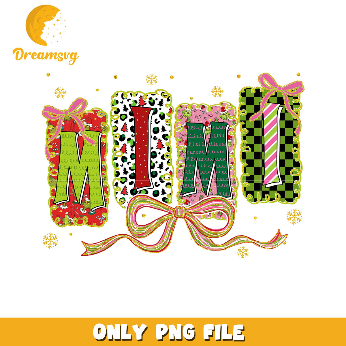 Mimi grinch png, christmas lights png, christmas music png