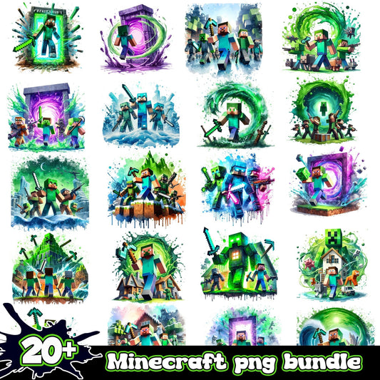 Minecraft Splash and Watercolor png bundle