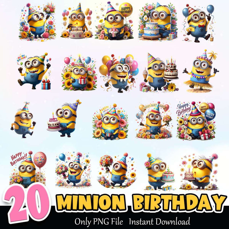 Minion Birthday PNG Bundle Sublimation Instant Download