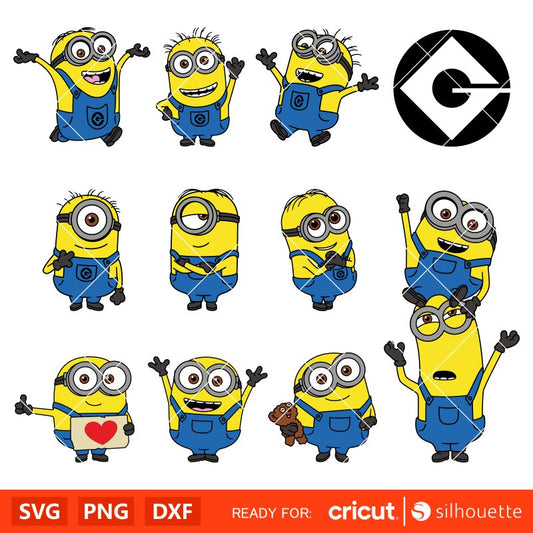 Minions Svg Bundle, Gru G Logo Svg, Despicable Me Svg Cricut, Silhouette Vector Cut Files