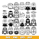 Despicable Me Minions black and white army svg, Minions bundle svg, cartoon svg