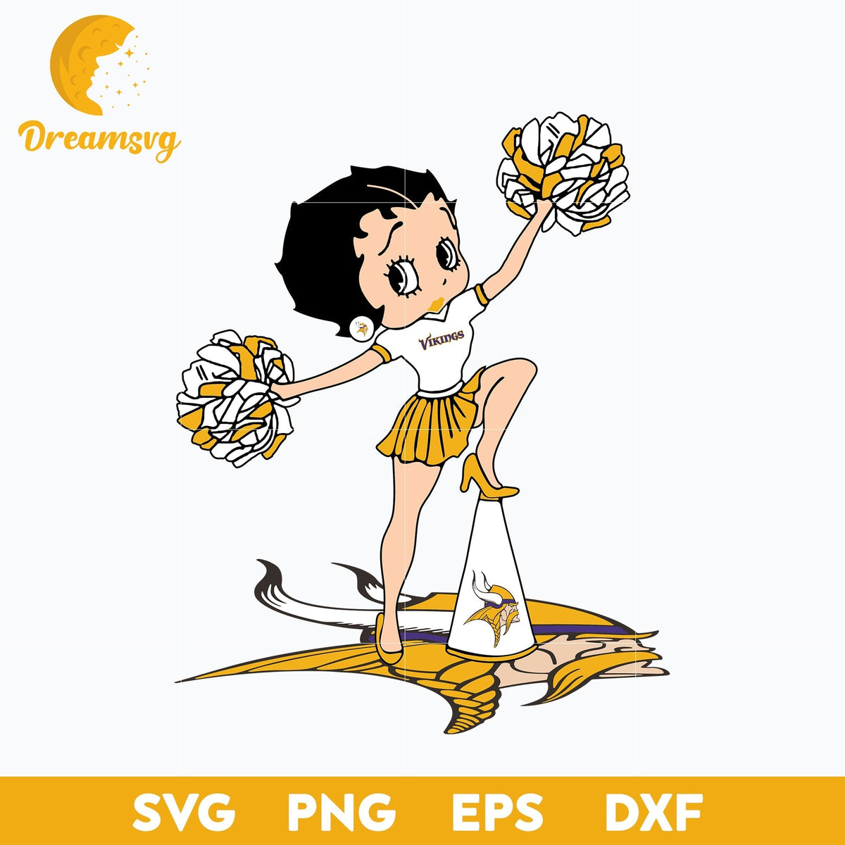 Minnesota Vikings Betty Boop Cheerleader Nfl Svg, Minnesota Vikings Svg, Sport Svg, Nfl Svg, Png, Dxf, Eps Digital File.