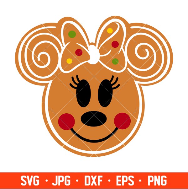 Gingerbread Minnie Head Svg, Free Svg, Daily Freebies Svg, Cricut, Silhouette Vector Cut File