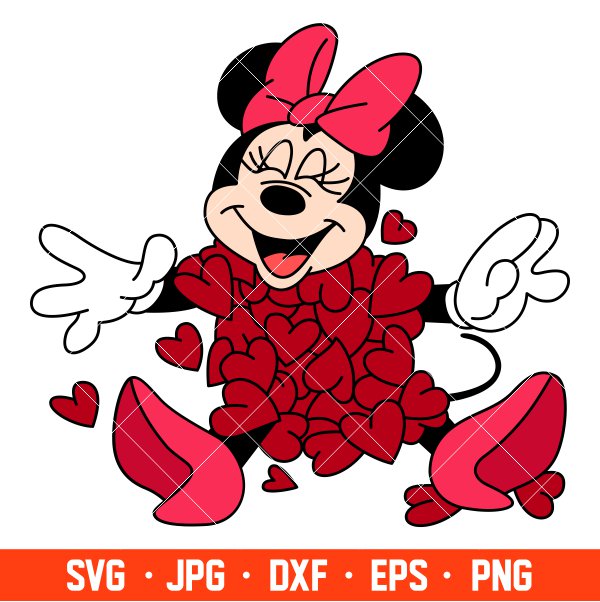 Minnie Heart Svg, Valentine’s Day Svg, Disney Svg, Love Svg, Cricut, Silhouette Vector Cut File