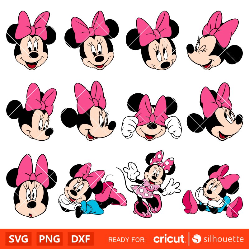 Minnie Mouse Svg Bundle, Minnie Mouse Layered Svg, Minnie Silhouette Vector Files, Minnie Svg Cricut Designs