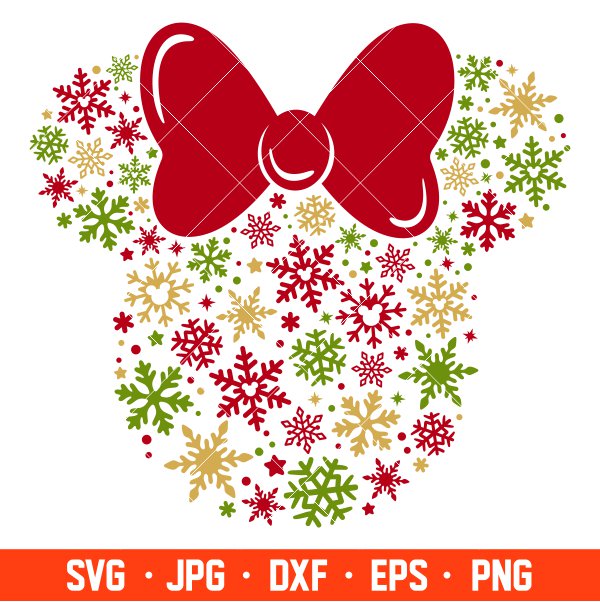 Minnie Snowflake Svg, Christmas Svg, Disney Christmas Svg, Minnie Mouse Svg, Cricut, Silhouette Vector Cut File