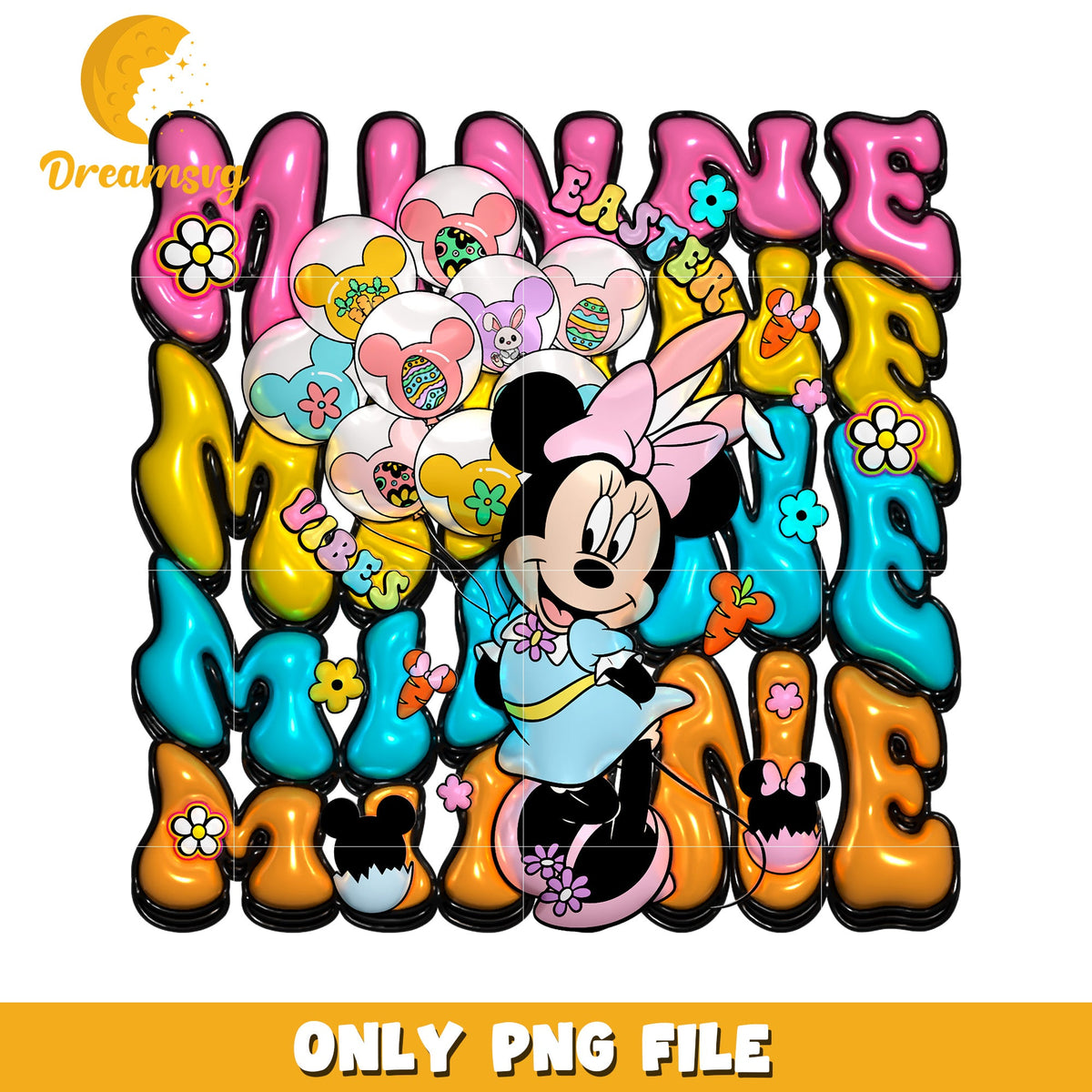 Minnie Mouse Easter PNG File Colorful Balloon Design