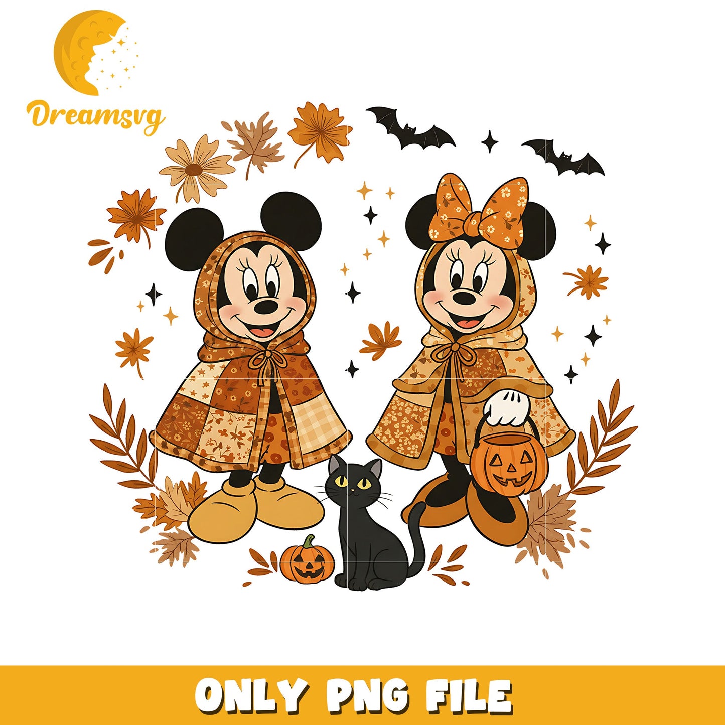 Minnie and mickey design design png, halloween wallpaper png, happy halloween png