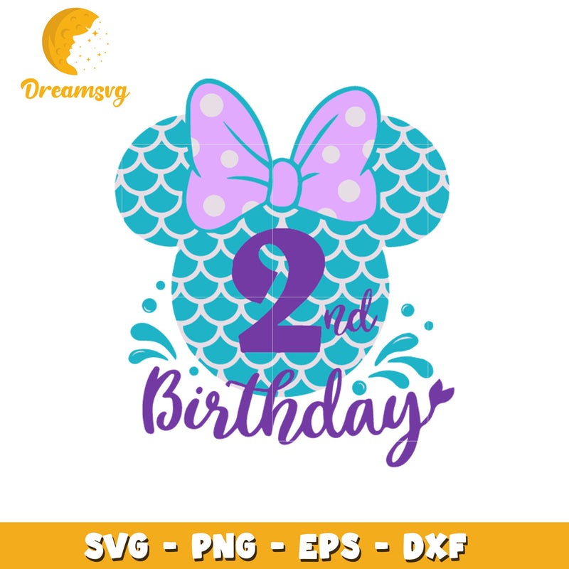 Minnie head fin 2nd birthday svg, minnie svg, birthday svg