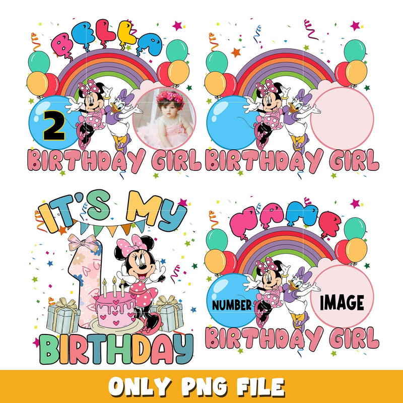 Minnie it's birthday girl  bundle png, Disney cartoon png, Digital download