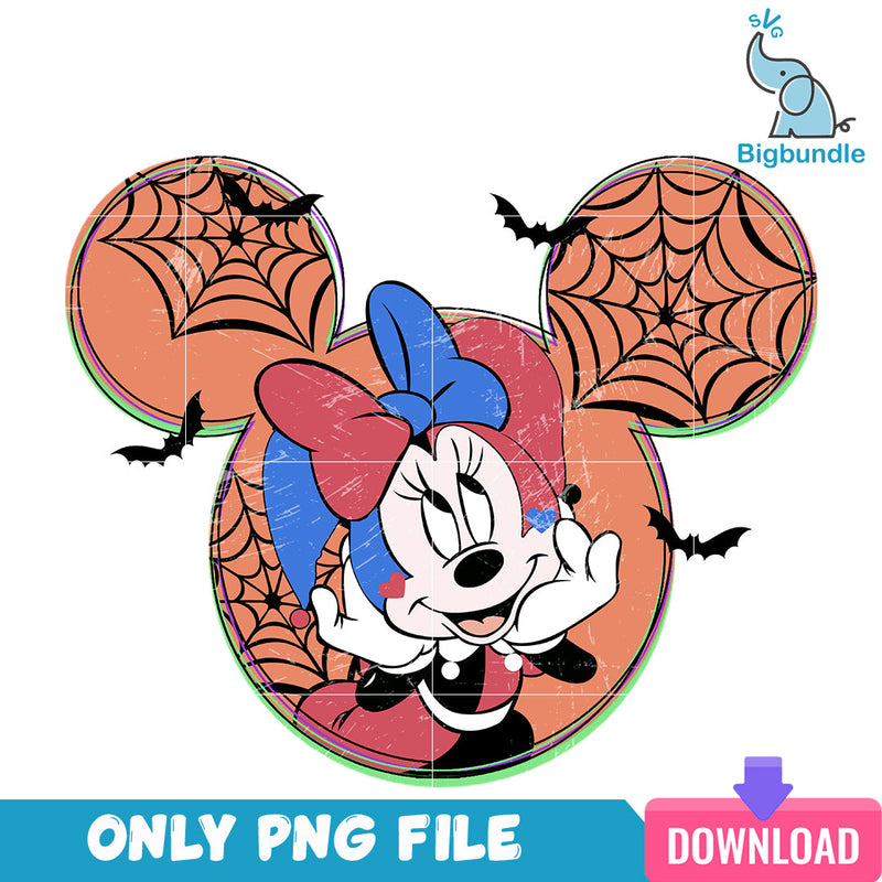 Minnie mouse harley quinn halloween, halloween png, Digital download.