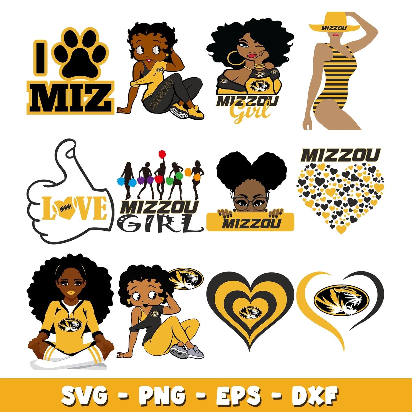 Missouri Tigers girl Bundle svg,  Missouri Tigers logo svg, ncaa svg