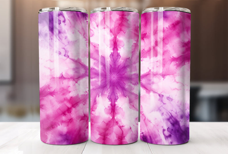 Pink and Purple Tie Dye 20 Oz Skinny Tumbler Sublimation Wrap
