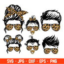 Mom Life Svg, Dad Life Svg, Leopard Mom Life Svg, Bun Hair Svg, Messy Bun Svg for Cricut, Silhouette Vector Cut Files