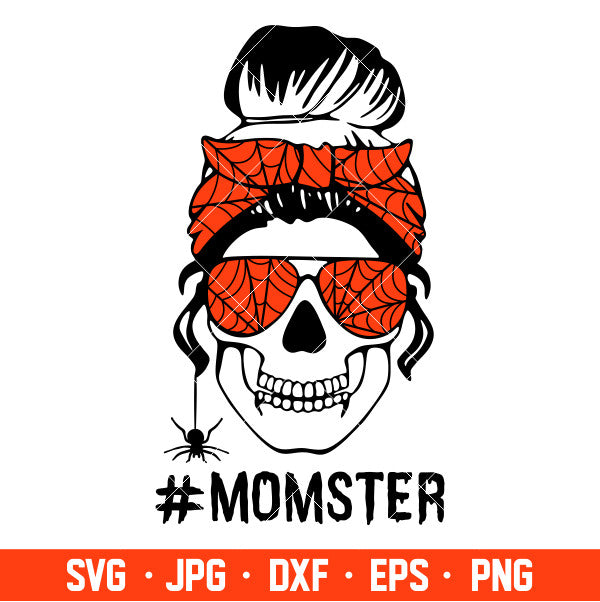 Momster Skull Svg, Halloween Mom Skull Svg, Halloween Svg, Cricut, Silhouette Cut File