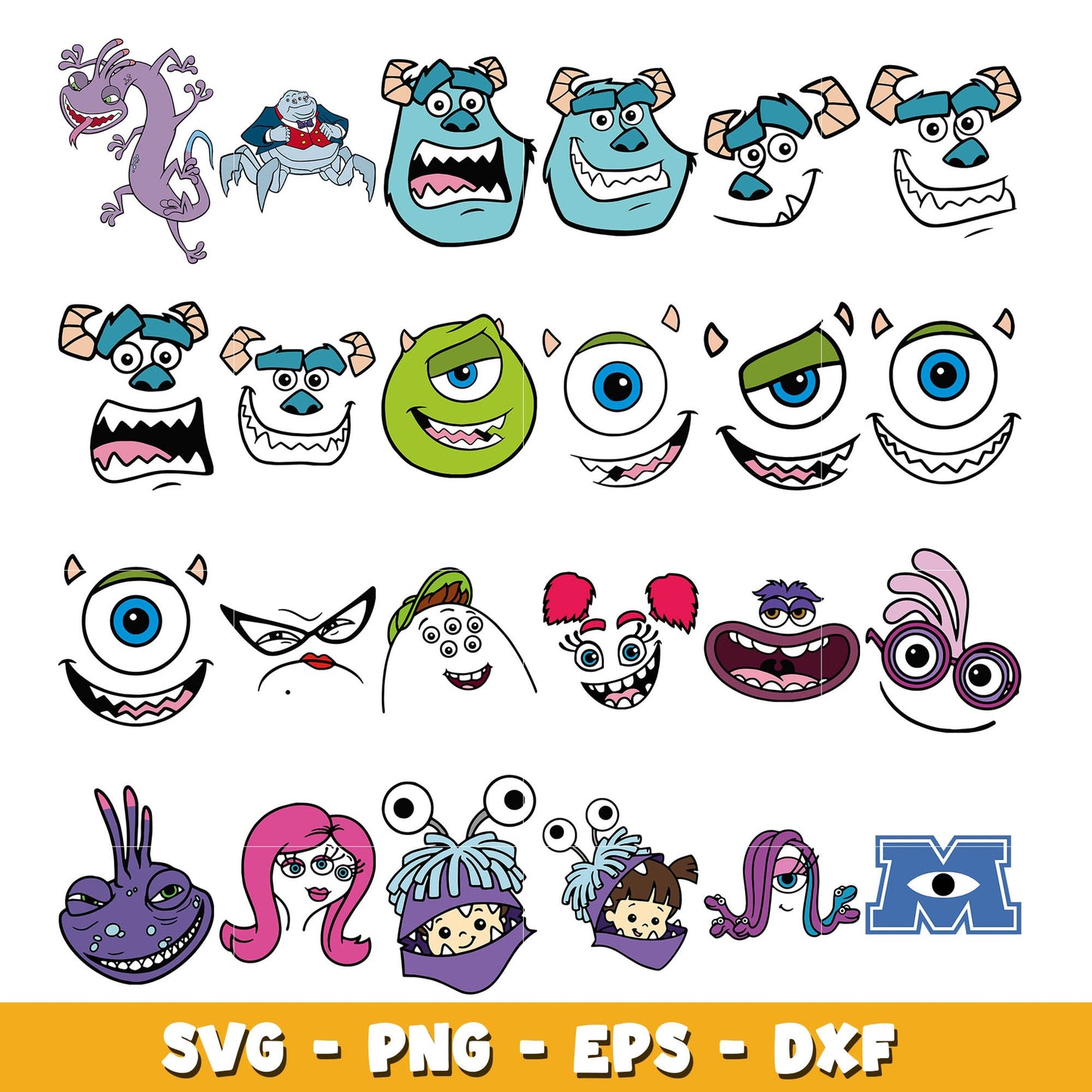 Monsters Inc bundle svg,  Disney cartoon svg, Digital download