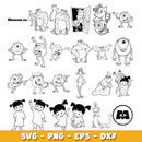 Baby Monster Inc Characters coloring bundle svg,  Disney cartoon svg, Digital download