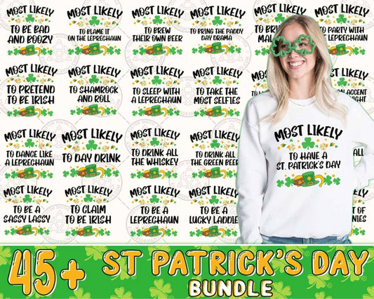 45+ Most Likely To St Patricks Day PNG, St Patrick Day bundle, Family Matching St Patricks bundle