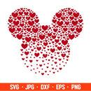 Cute Hearts Mickey Mouse Svg, Free Svg, Daily Freebies Svg, Cricut, Silhouette Vector Cut File
