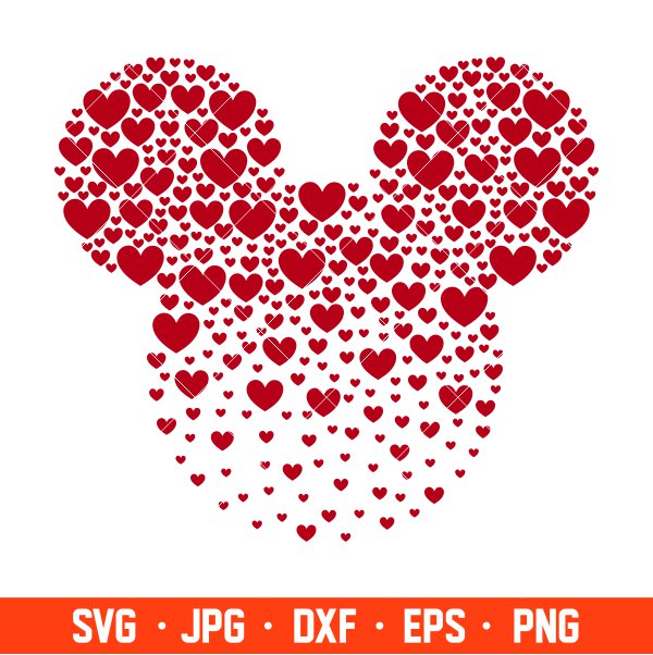 Cute Hearts Mickey Mouse Svg, Free Svg, Daily Freebies Svg, Cricut, Silhouette Vector Cut File