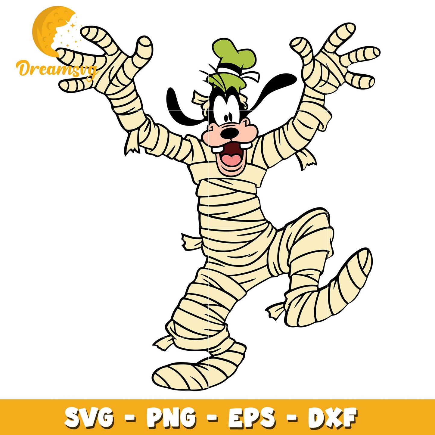 Goofy dog mummy halloween svg